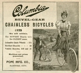 Columbia Bevel-Gear Chainless Bicycles, 1898 (gravyr [tidningen tårblad])